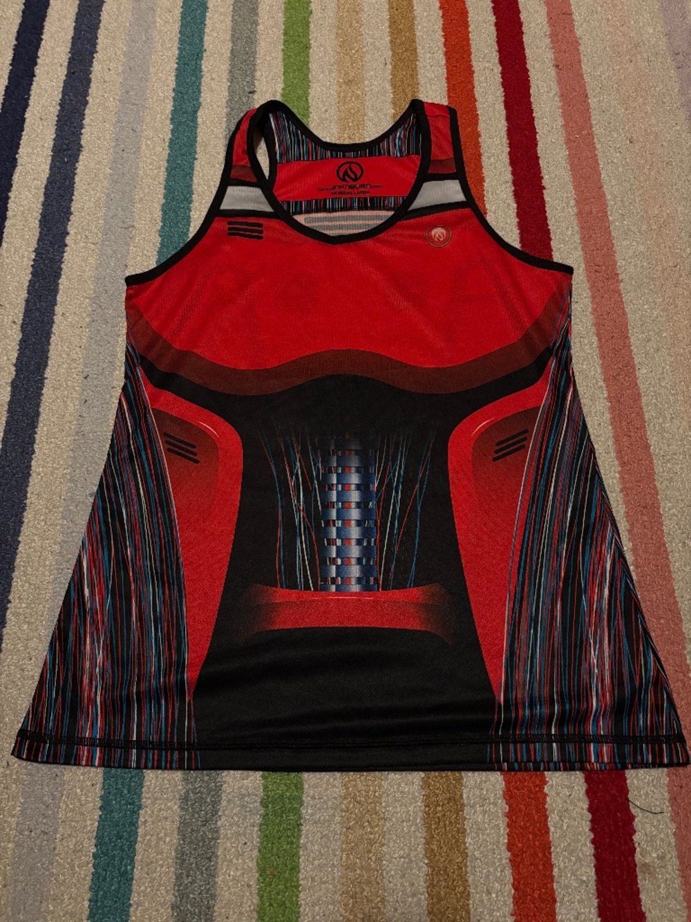 INKnBURN Vaulted "Robot / Bot Wire" Athletic Tank Top, Red, Women's Size Large